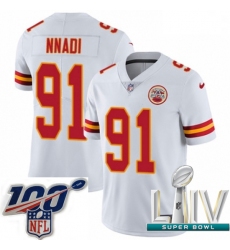 2020 Super Bowl LIV Men Nike Kansas City Chiefs #91 Derrick Nnadi White Vapor Untouchable Limited Player NFL Jersey