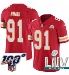 2020 Super Bowl LIV Youth Nike Kansas City Chiefs #91 Derrick Nnadi Red Team Color Vapor Untouchable Limited Player NFL Jersey