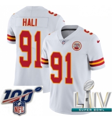 2020 Super Bowl LIV Youth Nike Kansas City Chiefs #91 Tamba Hali White Vapor Untouchable Limited Player NFL Jersey