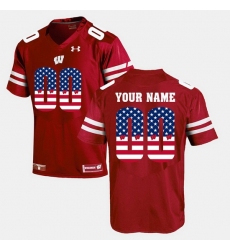 Men Women Youth Toddler Custom Red Wisconsin Badgers Us Flag Fashion Jersey