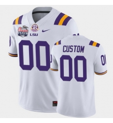 Men Women Youth Toddler Lsu Tigers Custom College Football White Peach Bowl Champions Home Jersey