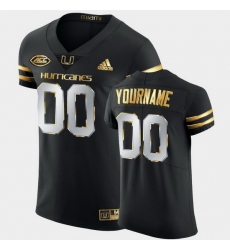 Men Women Youth Toddler Miami Hurricanes Custom Golden Edition Black Authentic Jersey