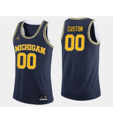 Men Women Youth Toddler Michigan Wolverines Custom Navy College Basketball Jersey