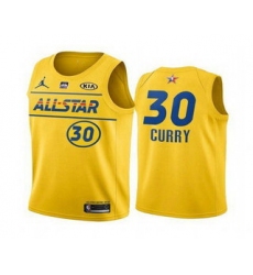 Men 2021 All Star 30 Stephen Curry Yellow Western Conference Stitched NBA Jersey