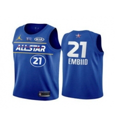 Men 2021 All Star Philadelphia 76ers 21 Joel Embiid Blue Eastern Conference Stitched NBA Jersey