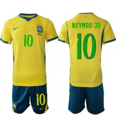 Youth Brazil 2026 FIFA World Cup Yellow Home Soccer Jersey NEYMAR JR #10 Green
