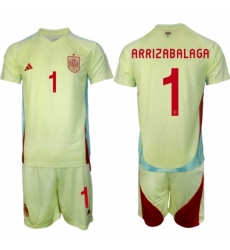 Men Spain Team 7 Alvaro Morata Yellow 2024 Away Soccer Jersey