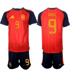 Spain 2026 FIFA World Cup Soccer Jersey Red #9 RAUL Spain 2026 FIFA World Cup Soccer Jersey Red #9 RAUL