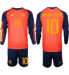 Spain 2026 FIFA World Cup Soccer Jersey Red LONG #10 LAMINE YAMAL Spain 2026 FIFA World Cup Soccer Jersey Red LONG #10 LAMINE YAMAL