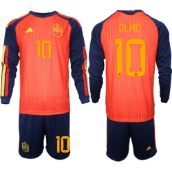 Spain 2026 FIFA World Cup Soccer Jersey Red LONG #10 OLMO