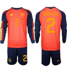 Spain 2026 FIFA World Cup Soccer Jersey Red LONG #2 CARVAJAL Spain 2026 FIFA World Cup Soccer Jersey Red LONG #2 CARVAJAL
