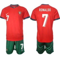 Men Portugal Team 7 Ronaldo 2024 25 Red Home Soccer Jersey Suit