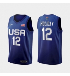 Men's USA Team Jrue Holiday Away Blue 2021 Tokyo Olympics Jersey