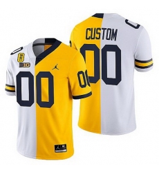 Michigan Wolverines Custom White Maize Tm 42 Patch Split Limited Edition Jersey