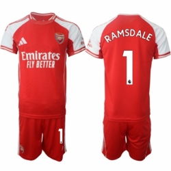 Men Arsenal FC 1 Aaron Ramsdale Red 2025 Home Soccer Jersey Suit