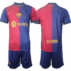 Men Barcelona Custom Blue Red 2024 25 Home Soccer Jersey Suit