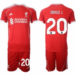 Men Liverpool 20 Diogo 2025 Red Home Soccer Jersey Suit