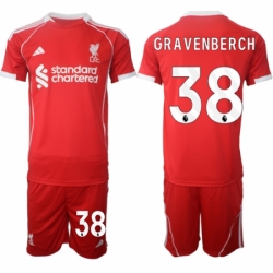 Men Liverpool 38 Ryan Gravenberch 2025 Red Home Soccer Jersey Suit