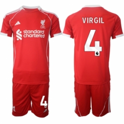 Men Liverpool 4 Virgil 2025 Red Home Soccer Jersey Suit