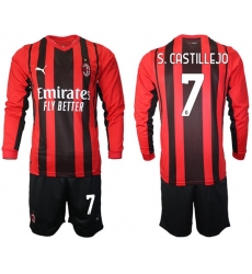 Men AC Milan Long Sleeve Soccer Jerseys 512