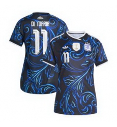 Women 11Angel Di Maria Argentina National Team adidas 2026 Away Replica Jersey Black 3