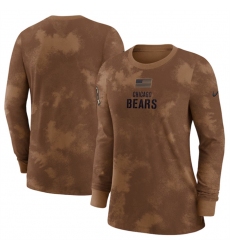 Women Chicago Bears Brown 2023 Salute To Service Long Sleeve T Shirt Run Small