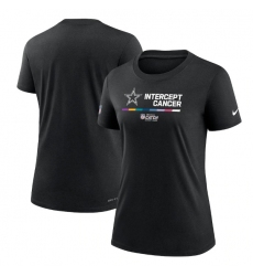 Women Dallas Cowboys 2022 Black Crucial Catch Performance T Shirt
