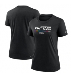 Women Denver Broncos 2022 Black Crucial Catch Performance T Shirt