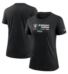 Women Las Vegas Raiders 2022 Black Crucial Catch Performance T Shirt