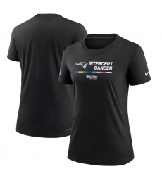 Women New England Patriots 2022 Black Crucial Catch Performance T Shirt
