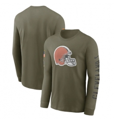 Men Cleveland Browns Olive 2022 Salute To Service Long Sleeve T Shirt