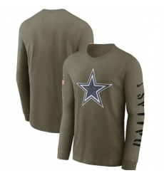 Men Dallas Cowboys Olive 2022 Salute To Service Long Sleeve T Shirt