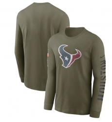 Men Houston Texans Olive 2022 Salute To Service Long Sleeve T Shirt