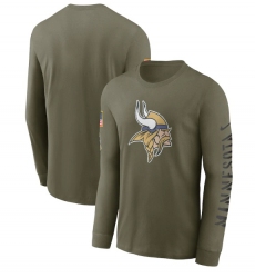 Men Minnesota Vikings Olive 2022 Salute To Service Long Sleeve T Shirt