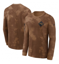 Men New England Patriots Brown 2023 Salute To Service Long Sleeve T Shirt
