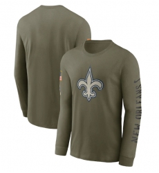Men New Orleans Saints Olive 2022 Salute To Service Long Sleeve T Shirt