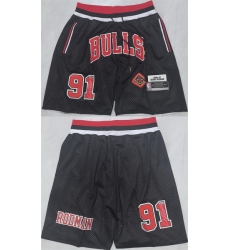 Men Chicago Bulls 91 Dennis Rodman Black 2025 Shorts  