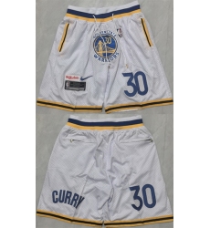 Men Golden State Warriors 30 Stephen Curry White Shorts 