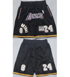 Men Los Angeles Lakers 24 Kobe Bryant Black Shorts  