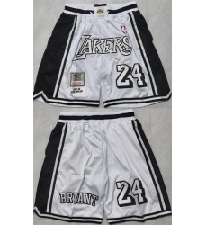 Men Los Angeles Lakers 24 Kobe Bryant White 2026 Shorts Men Los Angeles Lakers 24 Kobe Bryant White 2026 Shorts