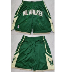 Men Milwaukee Bucks Green Shorts  28Run Small 29