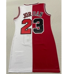 Women Chicago Bulls 23 Michael Jordan Dress Stitched Jersey Red White Split II
