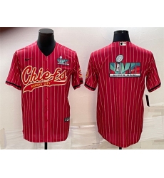 Men Kansas City Chiefs Red With Super Bowl LVII Big Logo Cool Base Stitched Baseball JerseyS