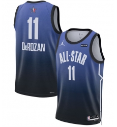 Men 2023 All Star 11 DeMar DeRozan Blue Game Swingman Stitched Basketball Jersey