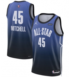 Men 2023 All Star 45 Donovan Mitchell Blue Game Swingman Stitched Basketball Jersey