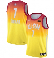 Men 2023 All Star 7 Kevin Durant Orange Game Swingman Stitched Basketball Jersey