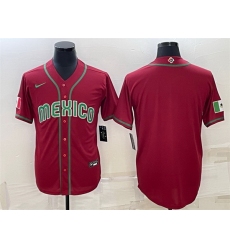 Men Mexico Baseball Blank 2023 Red World Baseball Classic Replica Stitched Jersey