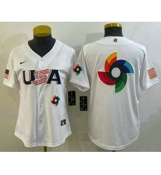 Women's USA Baseball Big Logo 2023 White World Baseball Classic Stitched Jerseys