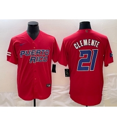 Men Puerto Rico Baseball 21 Roberto Clemente 2023 Red World Baseball Classic Stitched Jersey