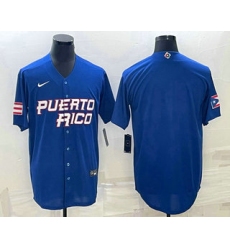Men Puerto Rico Baseball Blank 2023 Royal World With Patch Classic Stitched Jersey 2